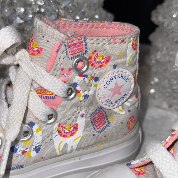 Converse Kids High-Top Llama Party Sneakers - White and Pink - Picture 3 of 6